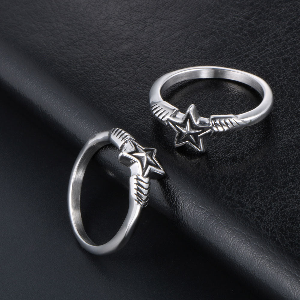 Personalized Fashion Star Female Ring Simple Men's Accessories Retro