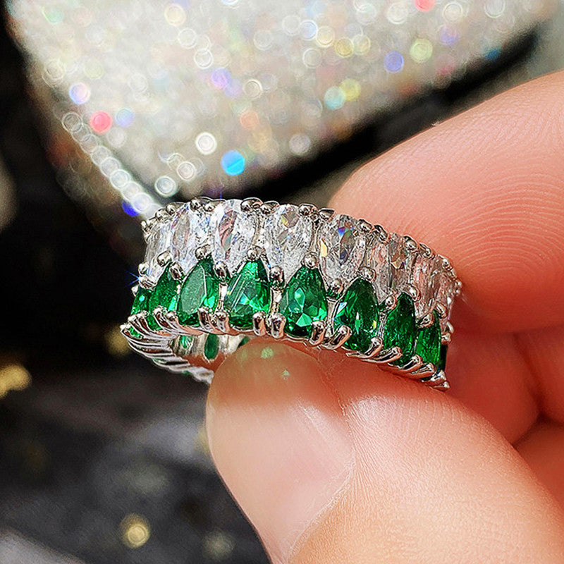 Gold Encrusted Zircon Crown Ring Copper Alloy Jewelry Elegant Wedding Anniversary Engagement Gift For Her Handcrafted