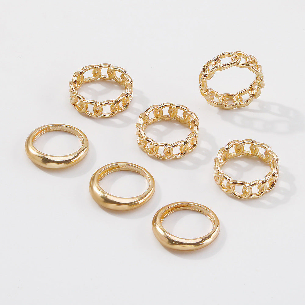 Retro Geometric Electroplated Ring Set European American