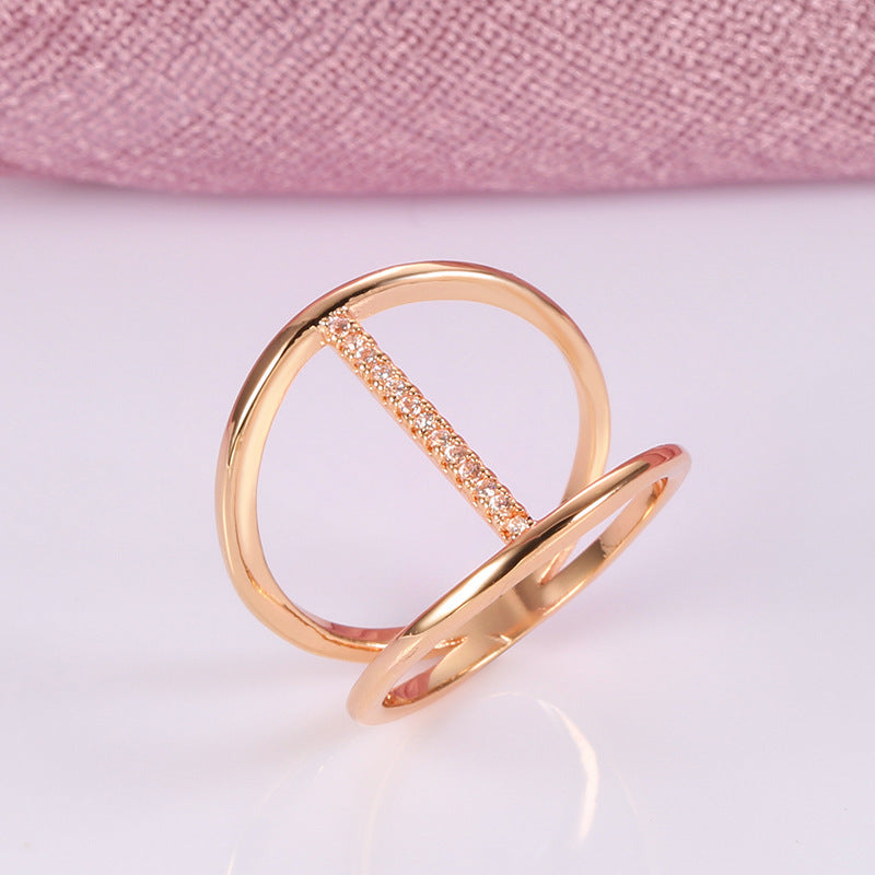 Star Zircon Ring Gold Plated Copper Jewelry For Women Girls Simple Fashion Eco Friendly Party Accessory Great Gift Idea