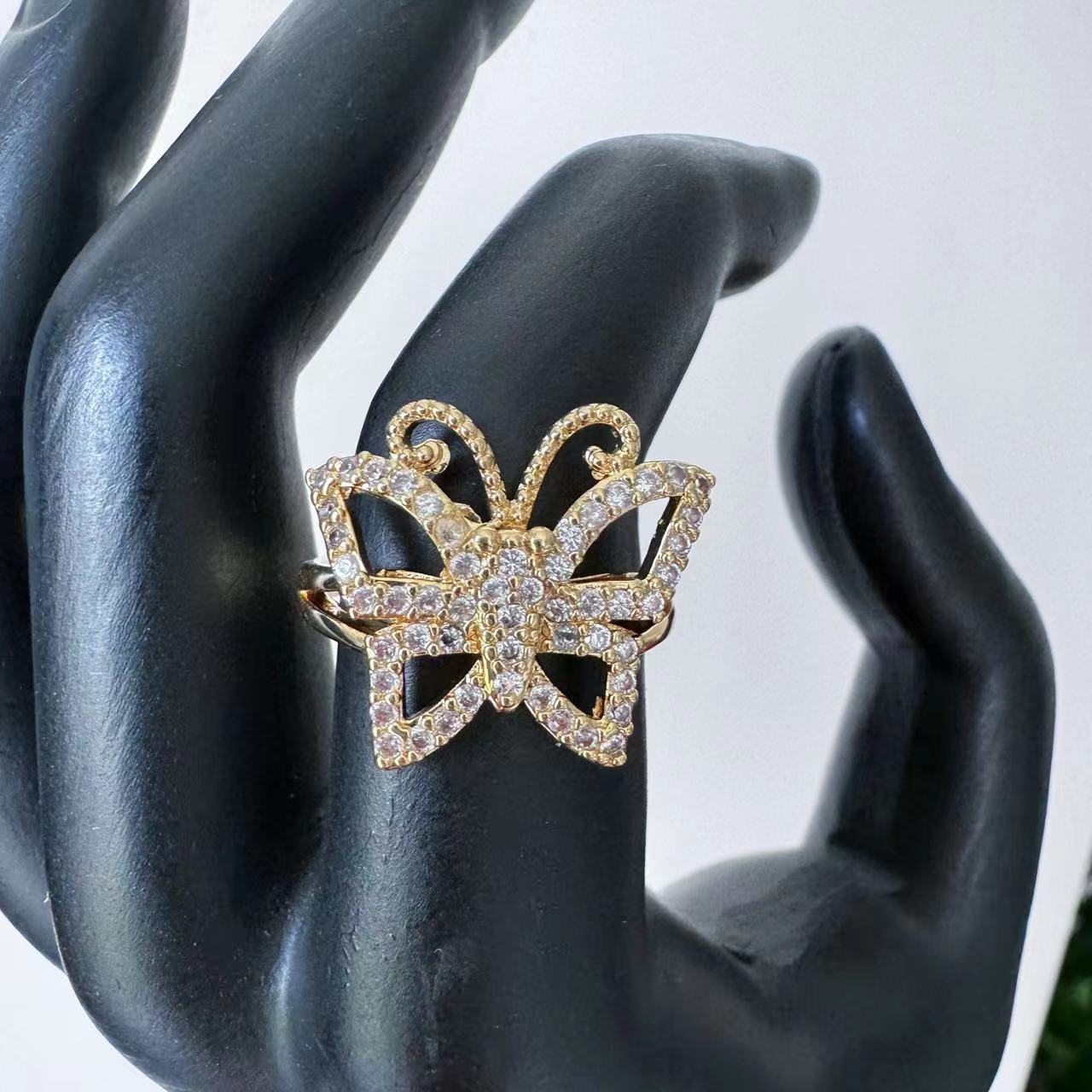 Butterfly Adjustable Open Ring Copper Electroplated Retro Fashion Personality Statement Jewelry For Women Open