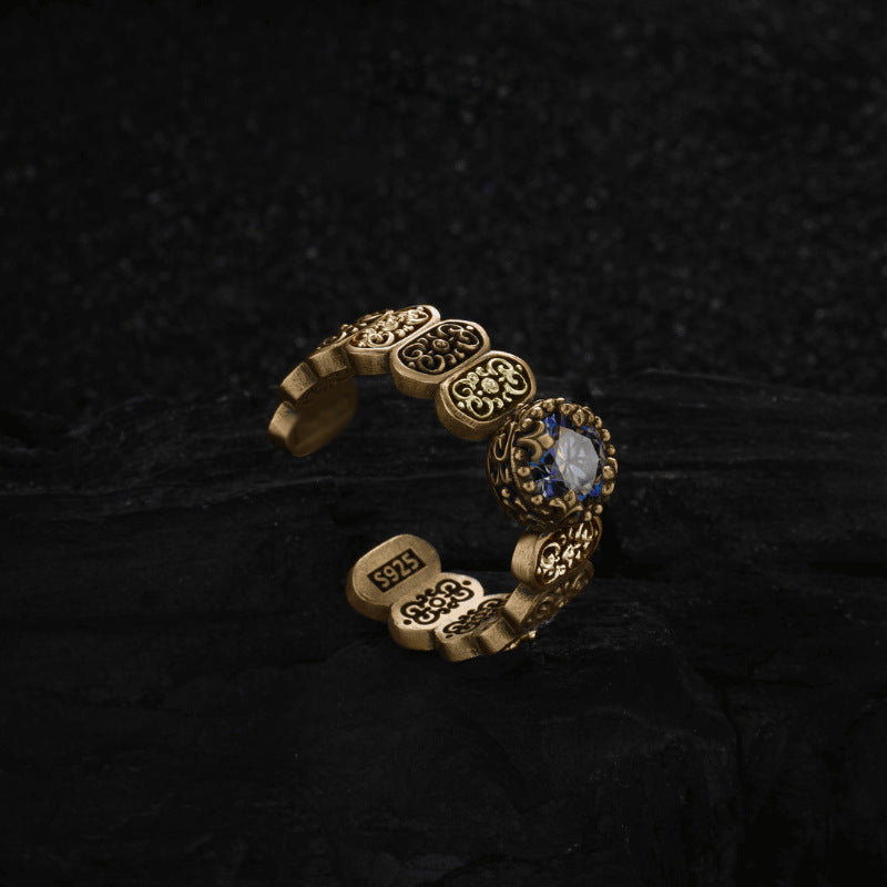 Adjustable Copper Ring Retro Geometric Design Chic Jewelry