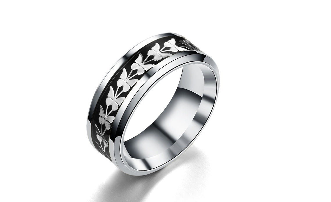 Womens Stainless Steel Butterfly Ring Korean Fashion Jewelry Simple Temperament Band For Women And Girls Gleaming