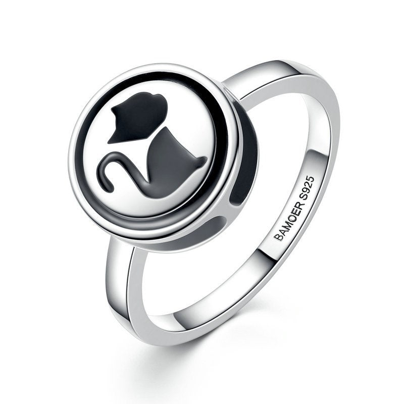 Womens Silver Cat Ring Animal Zodiac Design Ring with Zircon Accent Cute Kitty Jewelry Gift for Her Anniversary Celebrations Trade Fairs Employee Benefits Self Use
