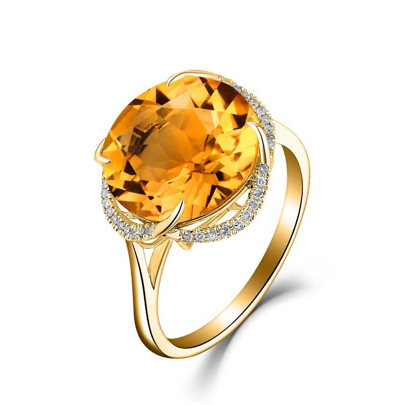 Topaz Colored Gemstone Ring for Women Sterling Silver Jewelry Elegant Night Accessory Fashionable Gift For Her