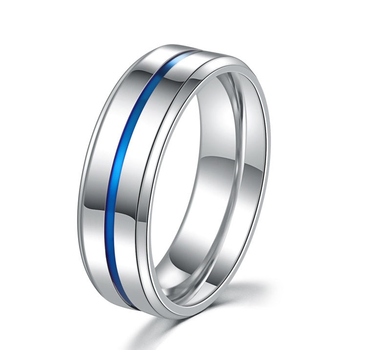 Blue Titanium Steel Ring 8mm For Men Smooth Finish Jewelry Size 7 To 12 Durable Comfortable Band With Modern Design