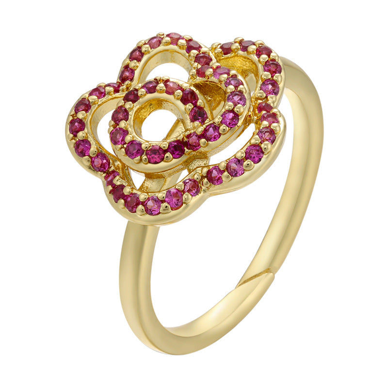 Adjustable Women Ring Copper Jewelry Butterflies Star Heart Twist Design Goldtone Fashion Accessory Daily Wear