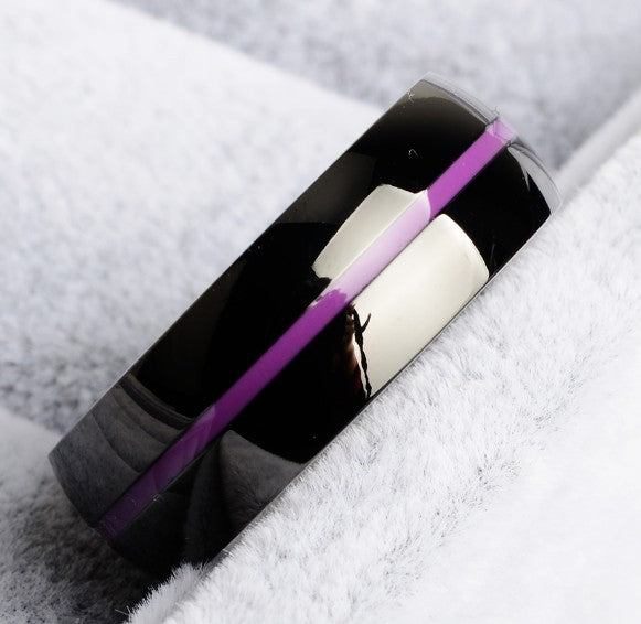 Mens Firefighter Ring Thin Blue Line Stainless Steel Wedding Band Unisex Durable Commemorative Jewelry For All