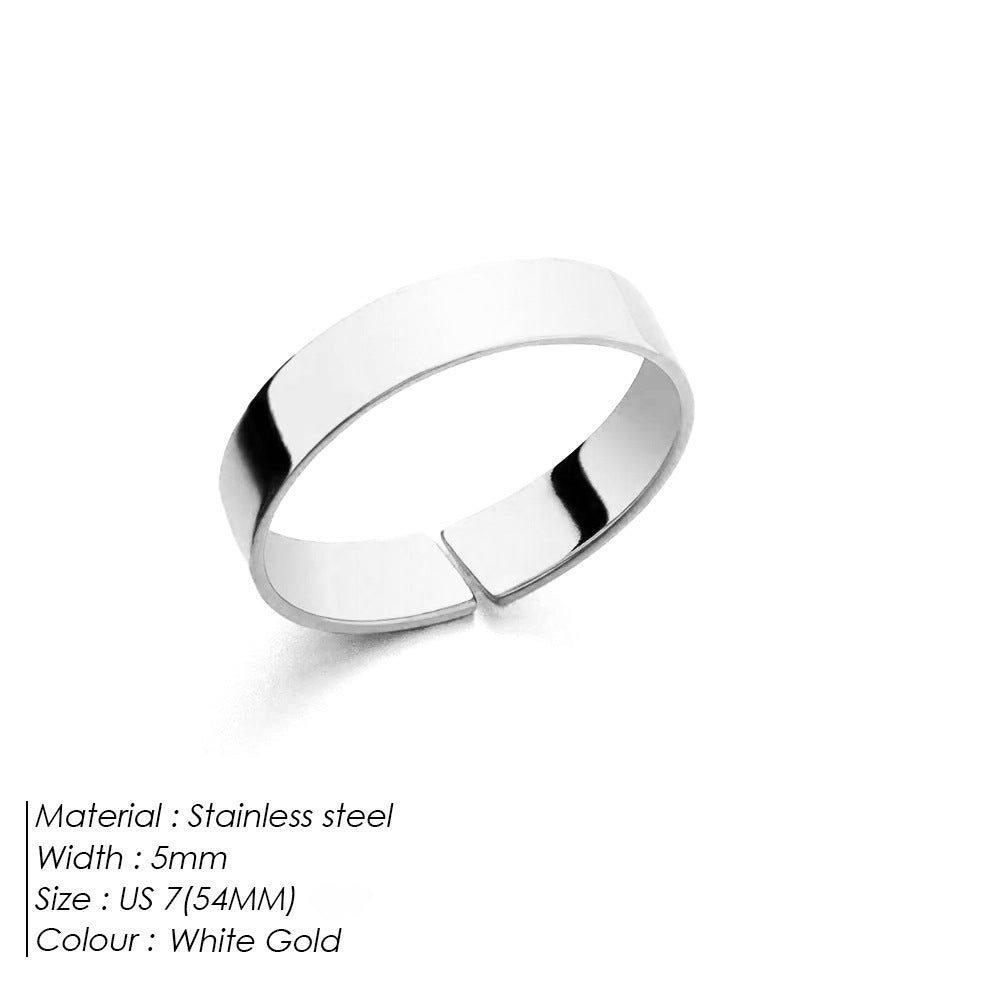 Adjustable Minimalist Titanium Steel Ring Open Mouth Aperture For Men Personalize Size US7 US8 US9 ModernStyle