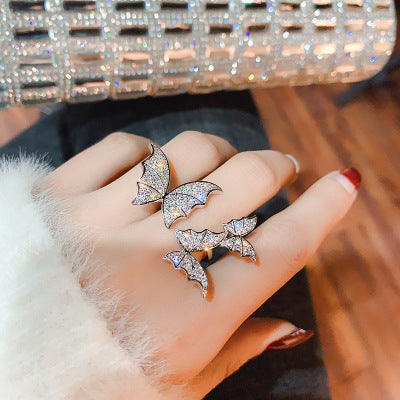 Adjustable Butterfly Ring Alloy Gemstone Korean Fashion Jewelry Elegant Statement Ring For Everyday Style Gift