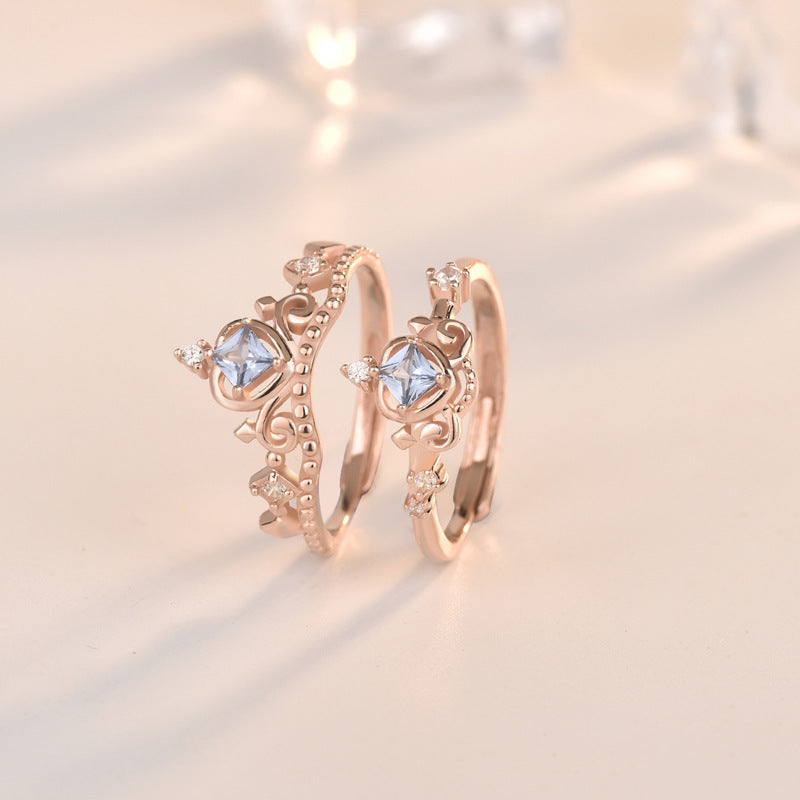 Adjustable Rose Gold Hearts Arrows Crown Ring Stackable