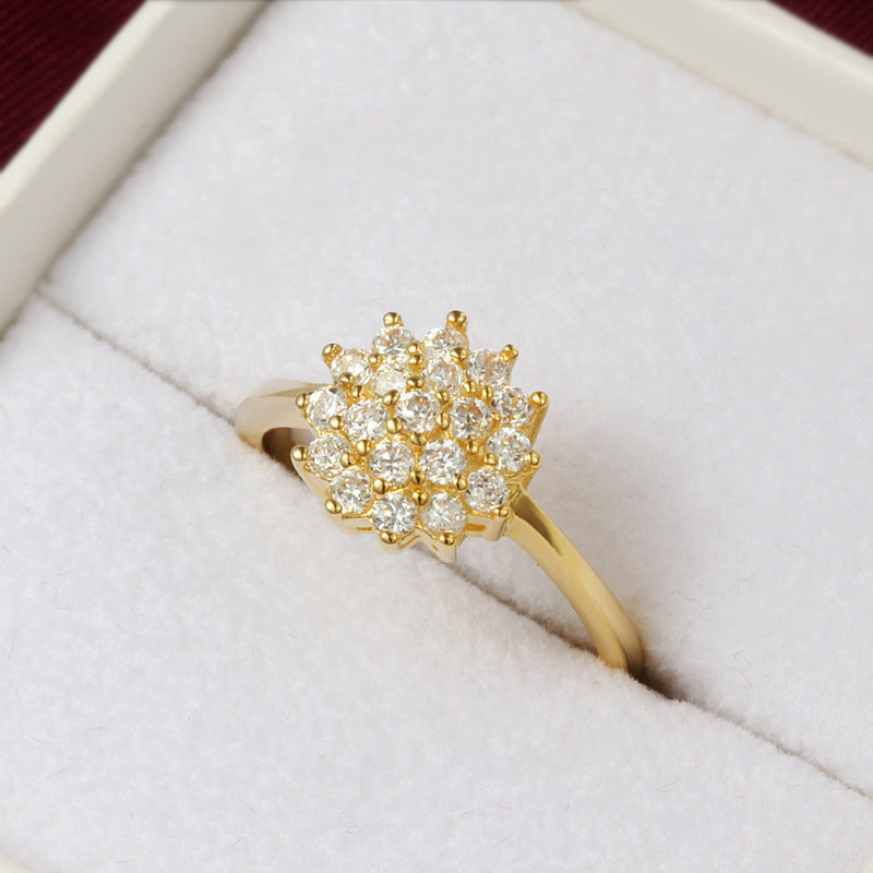 Gold Plated Brass Geometric Ring For Women Elegant Durable Modern Fashion Jewelry Amphibole Stone Everyday Wear