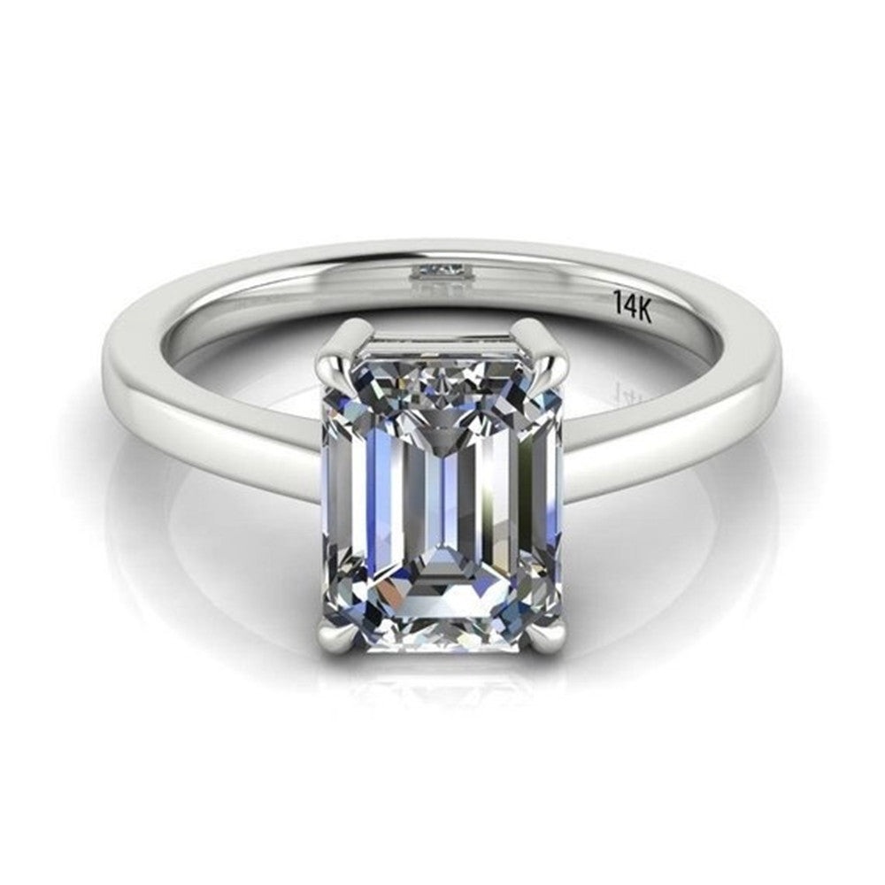 Womens Zircon Ring White Gold Filled Geometric Elegant Fashion Jewelry Birthday Anniversary Gift For Her Shiny