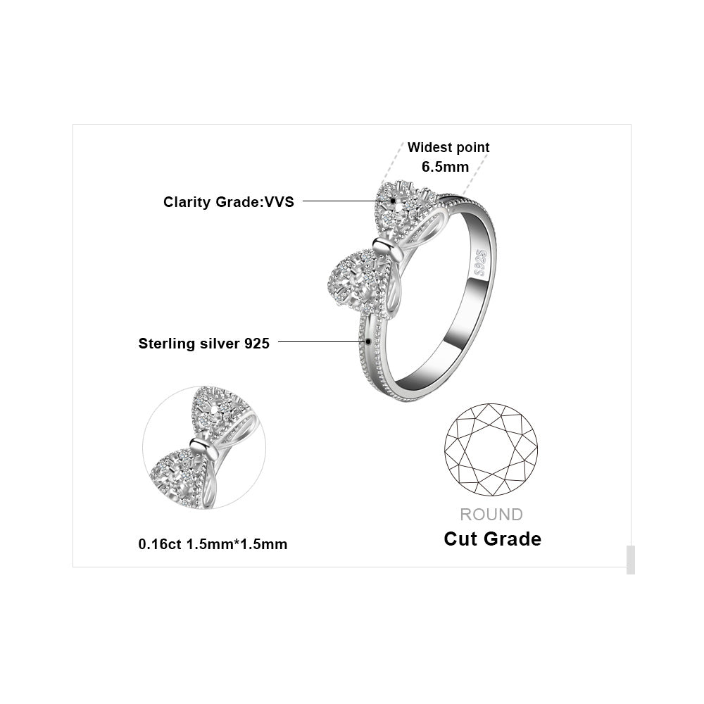 Sterling Silver Bow Ring With Cubic Zirconia Design