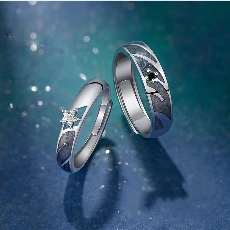 Adjustable Starry Sky Copper Couple Rings For Her And Him