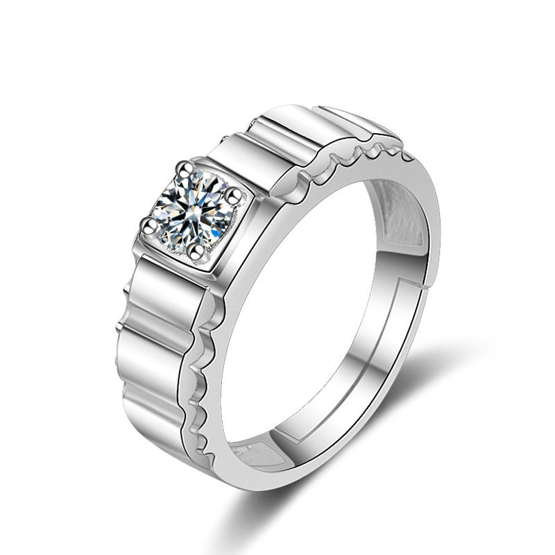 Mens Geometric Ring With Zircon Inlay Jewelry Environmental Protection Copper Platinum Color Ring For Men Ring