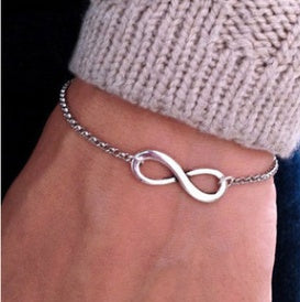 Retro Digital 8 Bracelet Fashion Simple Alloy Plated Thin Chain Bracelet 22.5CM Length And 3CM Width Finish MM