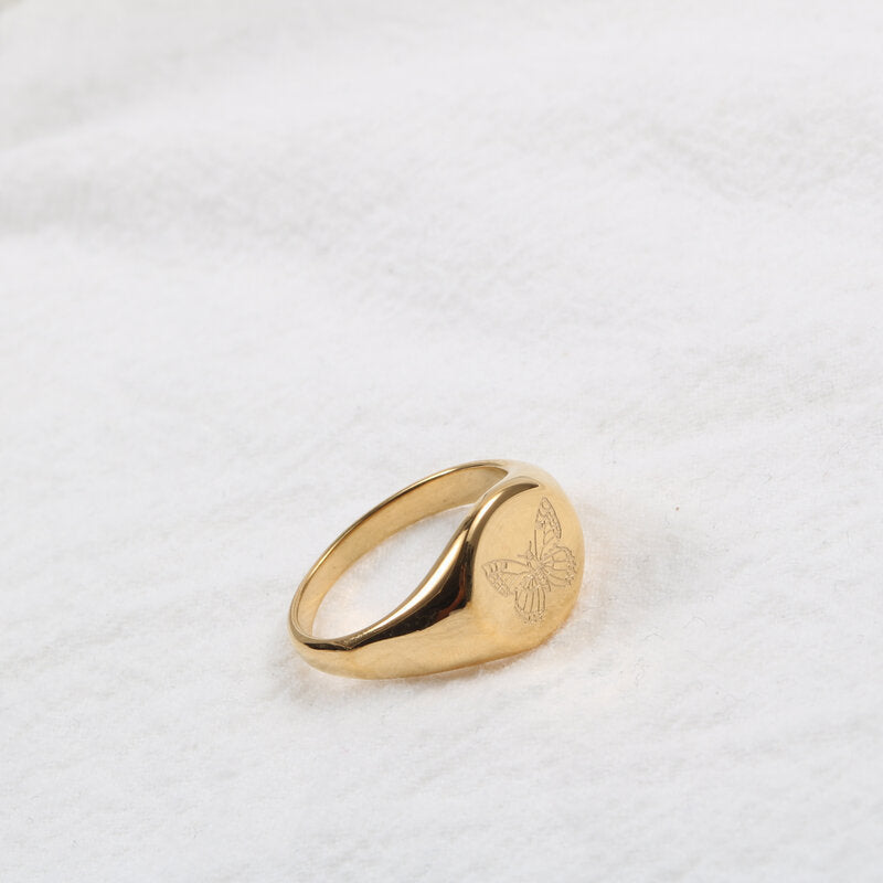 Womens Titanium Steel Butterfly Ring Geometric Design Jewelry Gift For Her Elegant Statement Accessory Stylish