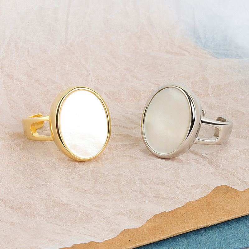 Adjustable Copper Band Ring With White Gold And Yellow Gold Tone Open Design 17.7mm Wide Everyday Elegant Look