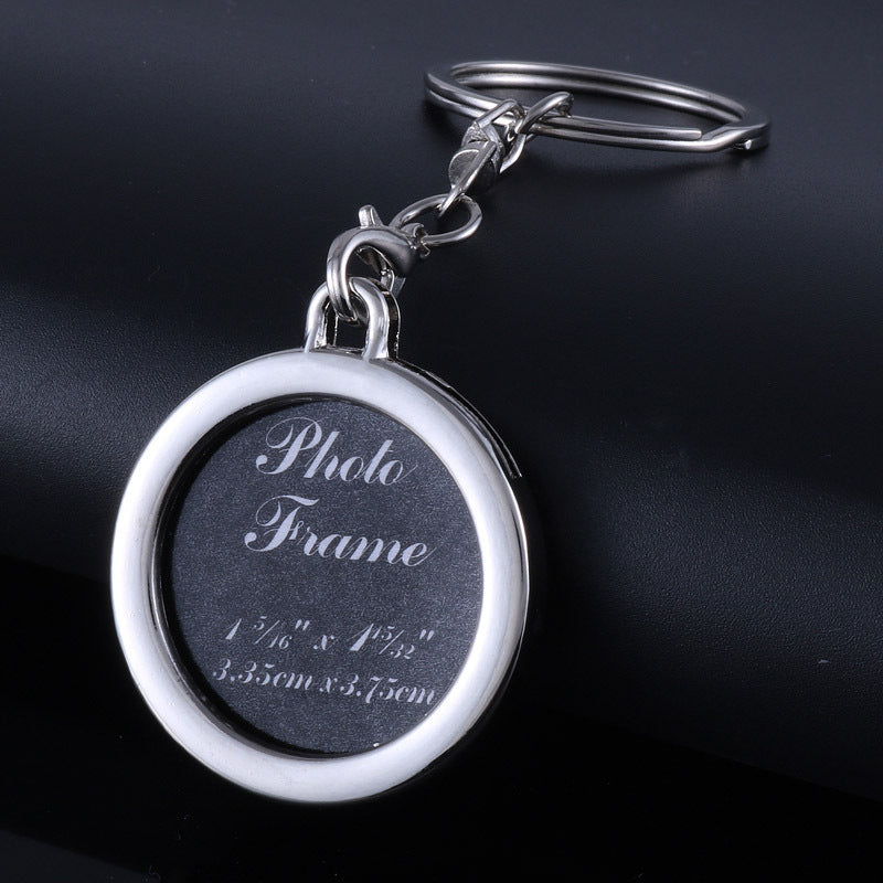 Zinc Alloy Metal Photo Frame Keychain Square Round Heart Rhombus Pendant Stylish Jewelry Accessory Travel Gift