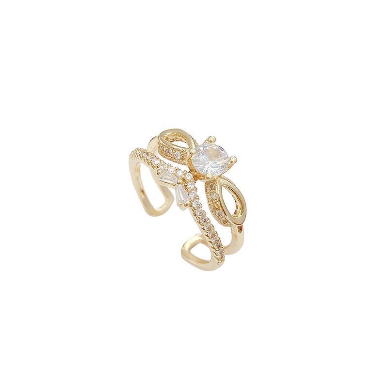 Bow Ring Adjustable Gold Plated Alloy Statement Jewelry For Women Elegant Unique Design Durable Quality Styles