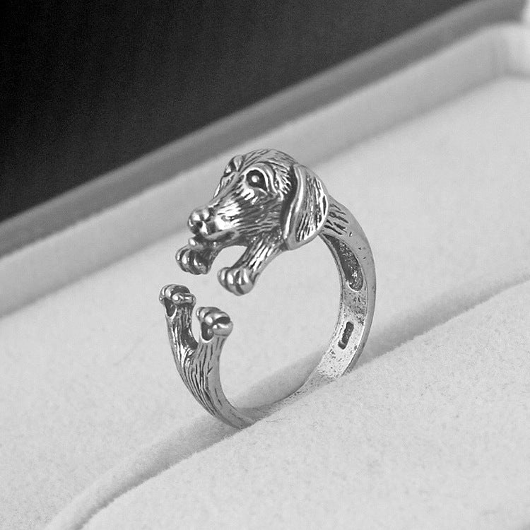 Adjustable Pug Dog Ring Retro Alloy Metal Statement Jewel Adornment Gift For Ladies Men Unisex Bold Daily Wear