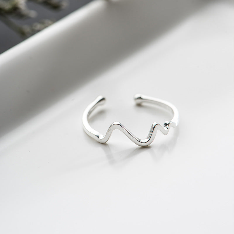 Adjustable Heart Ring Open Design Copper Ring Simple Ring Heartbeat Ring For Women Girls Gift For Her Everyday Wear