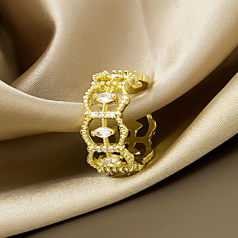 Trendy Index Finger Ring Copper Inlay Korean Style Geometric Design Accessory For Daily Wear Daily Style Picks