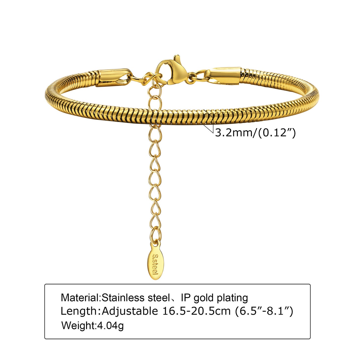 Womens Stainless Steel Bracelet 18K Gold Plated Chain Elegant Durable Jewelry Gift For Her Stainless Blade Pro