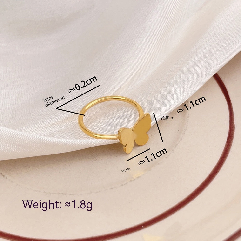 Tiny Bow Titanium Steel Gold Ring For Women Size 6 7 8 Electroplated Jewelry Hypoallergenic Durable Gift Ready