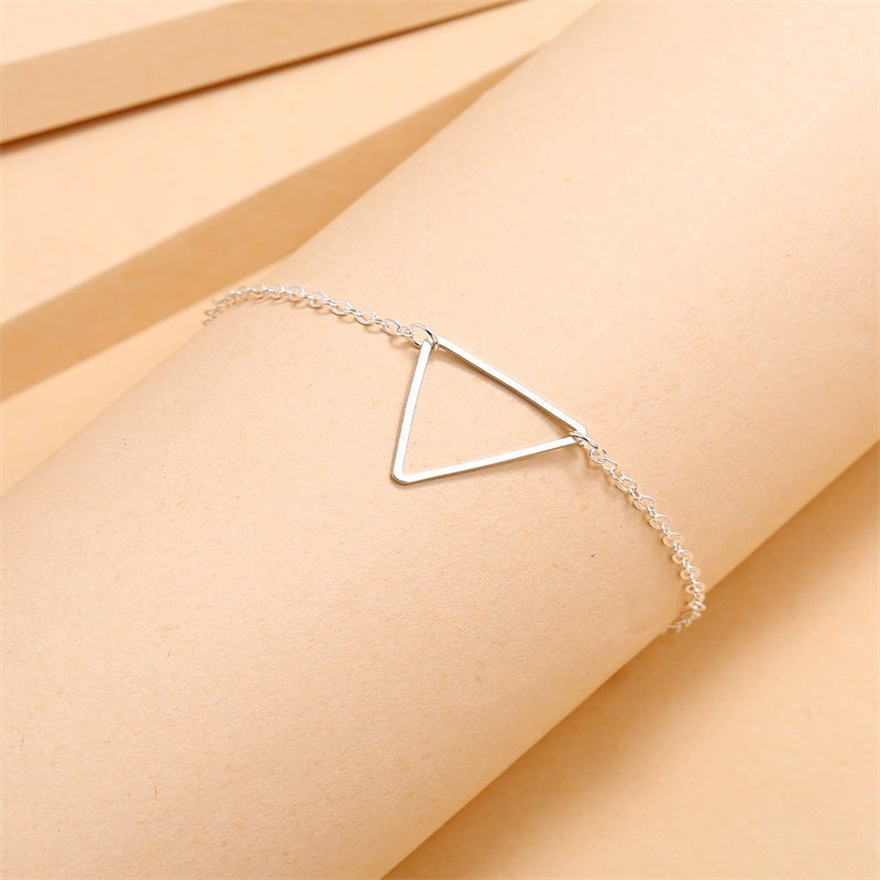 Womens Metal Triangle Bracelet Silver Tone Geometric Minimalist Design Jewelry For Women Everyday Wear Elegant