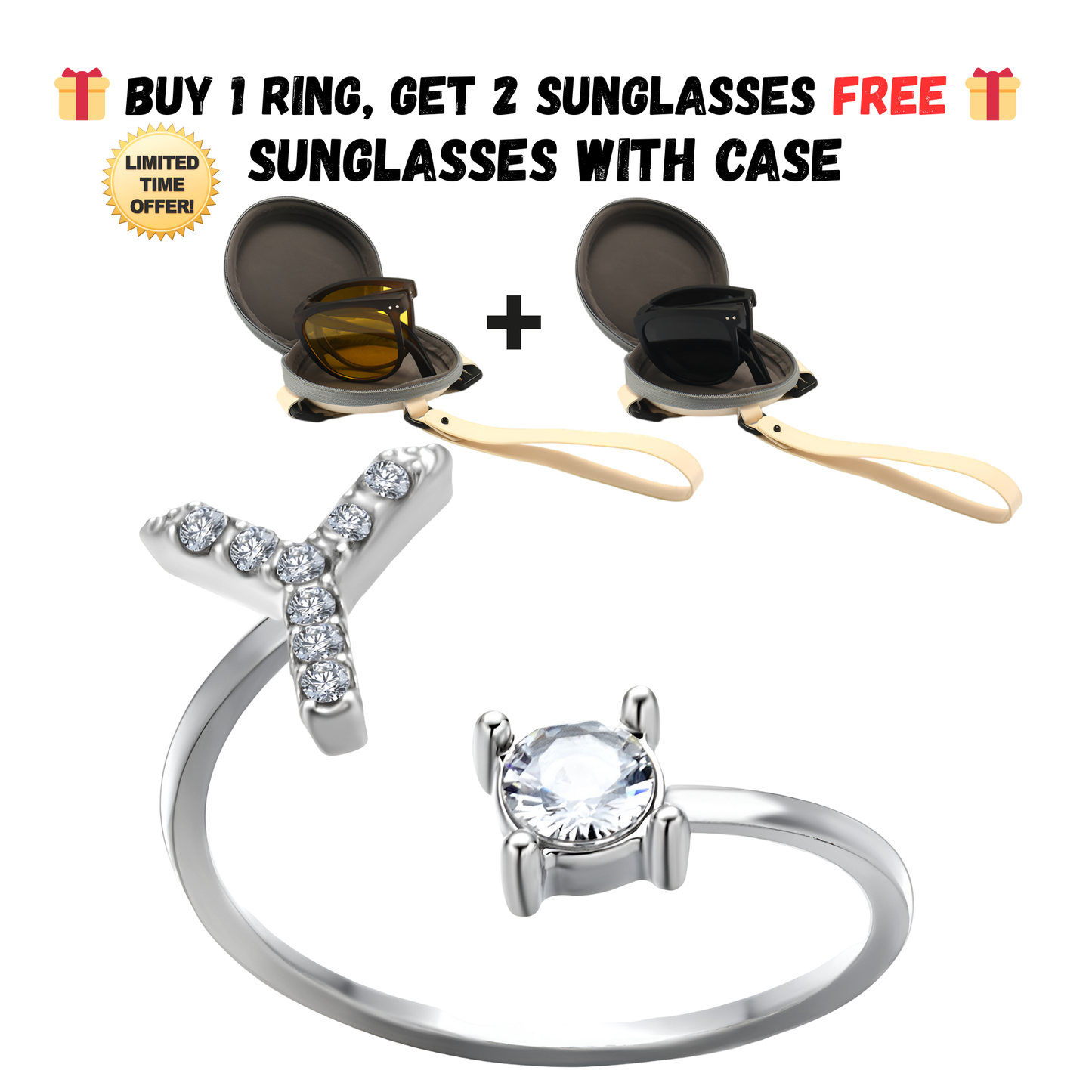 Adjustable Letter Zircon Ring with Alphabet Initials A Z Copper Alloy Jewelry Gift for Women Elegant Gift Idea