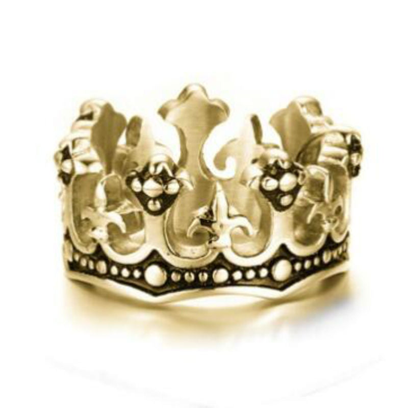 Punk Goth Crown Ring Alloy Vintage Style Jewelry For Rock Lovers Bold Statement Ring Size 7 8 9 10 11 12 13 Satin