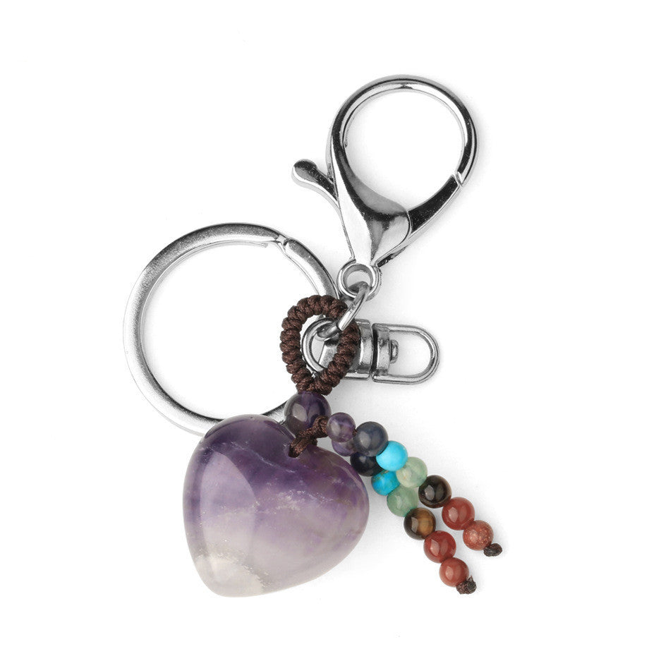 Natural Stone Keychain Electroplated Love Heart Key Chain Water Drop Bell Freshly Baked Unique Stone Drop Bell