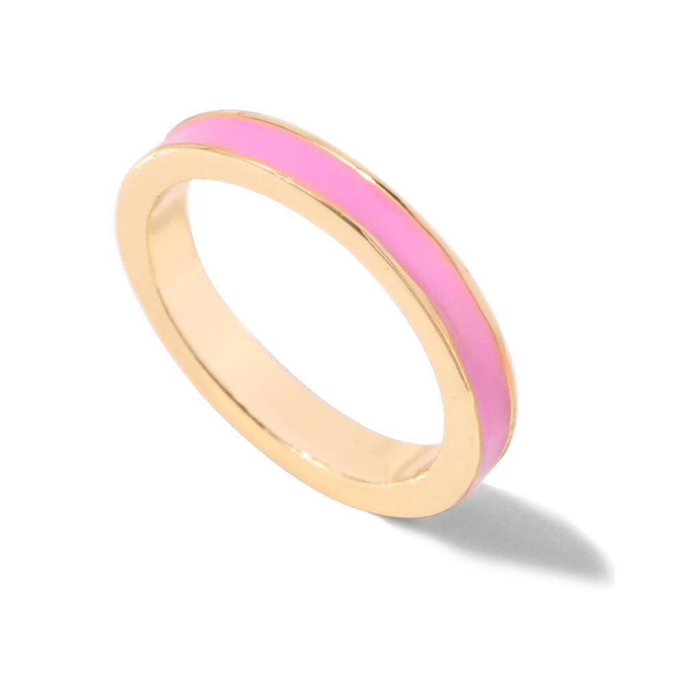 Womens Alloy Ring With Drip Oil Design Fashion Jewelry Simple Band Ring For Everyday Wear Non Inlay Size 7 8 Women