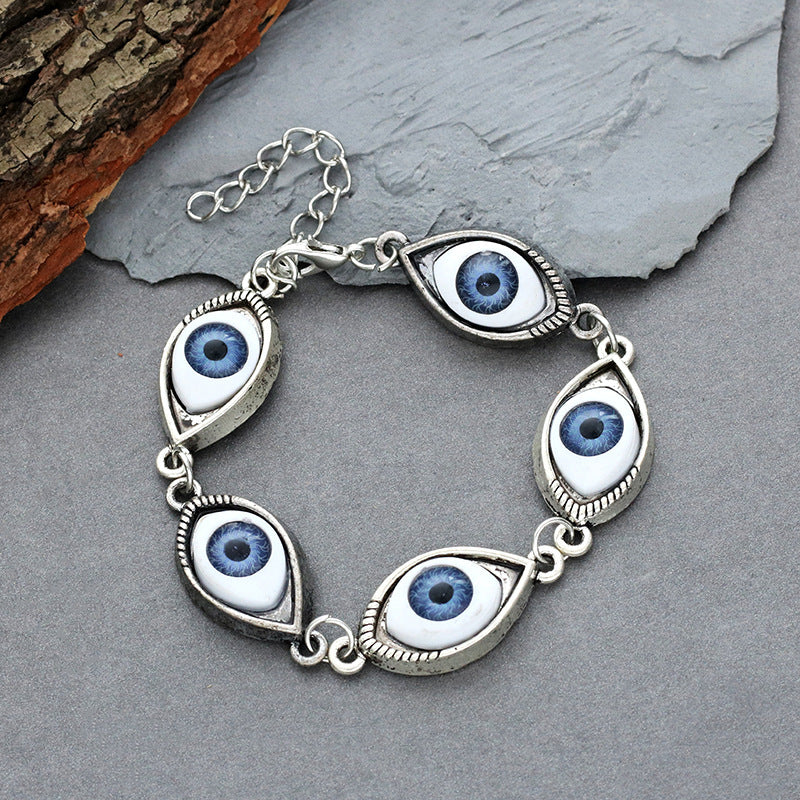 Unisex Angel Demon Eye Bracelet Alloy Inlay Gems Protective Amulet Fashion Jewelry Gift Statement Accessory Go