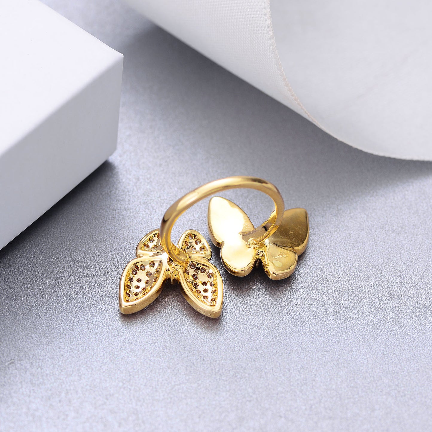 Butterfly Ring Copper With Black And Red Zircon Inlaid Korean Style Butterfly Ring Individually Packed Limited