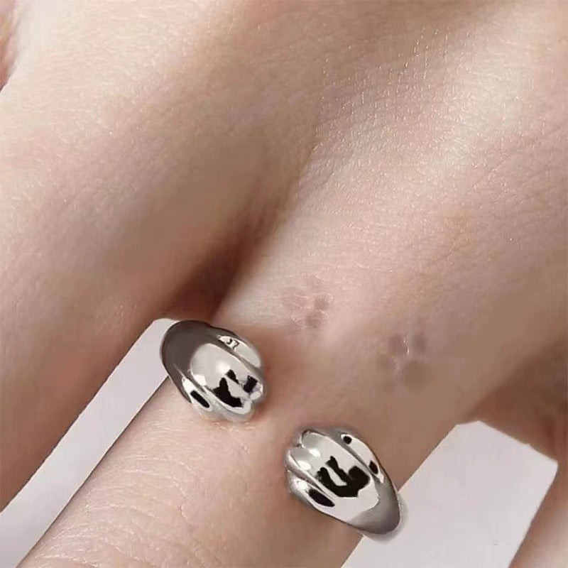 Adjustable Copper Cat Paw Ring Open Mouth Style for Couples Jewelry Gift for Her and Him Year Round Fashion Accessory