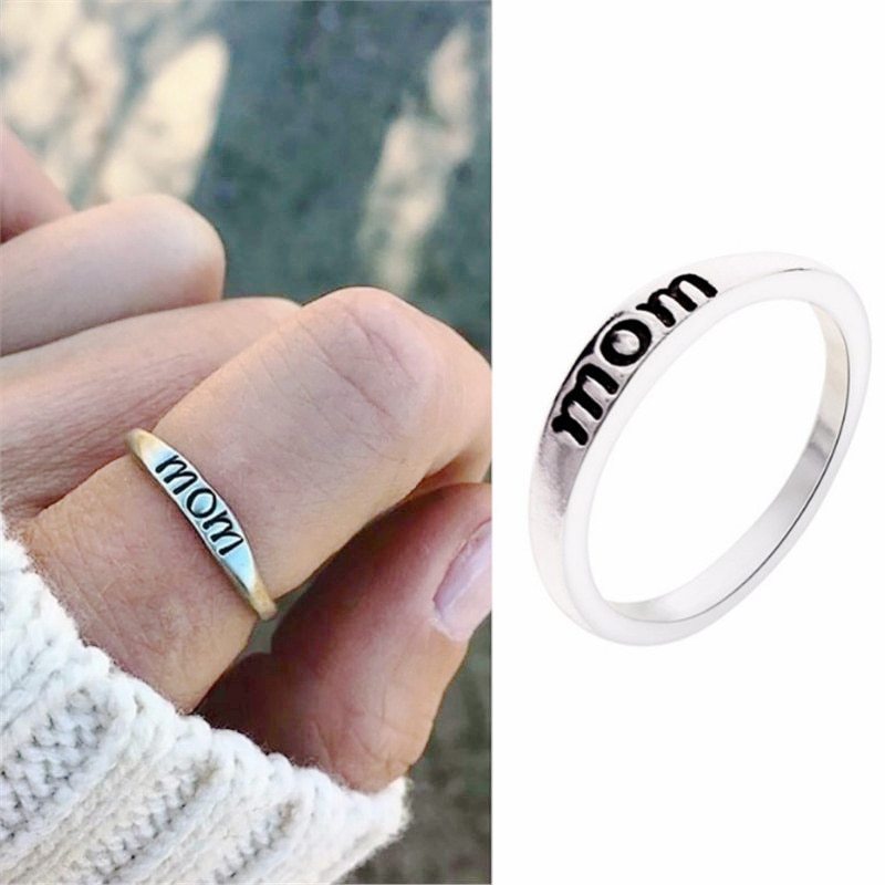 Alloy Letter Ring Mom Design For Women And Girls And Dad Design Ring Jewelry Fashion Accessory Trendy Everyday