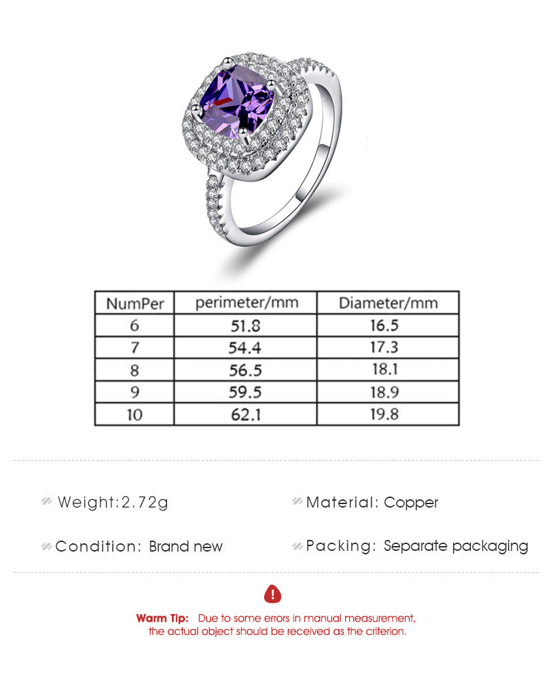 Zircon Micro Inlaid Geometric Ring Copper Plated Fashion Jewelry For Women Elegant Office Lady Style Modern Trendy Gift