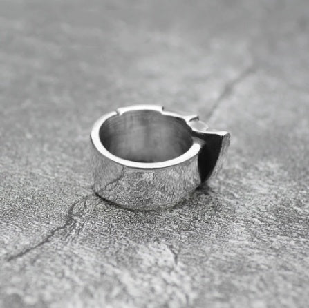 Titanium Steel Feather Wings Motorcycle Ring Unisex Vintage Skull Design For Men And Women Statement Jewelry For Bikers