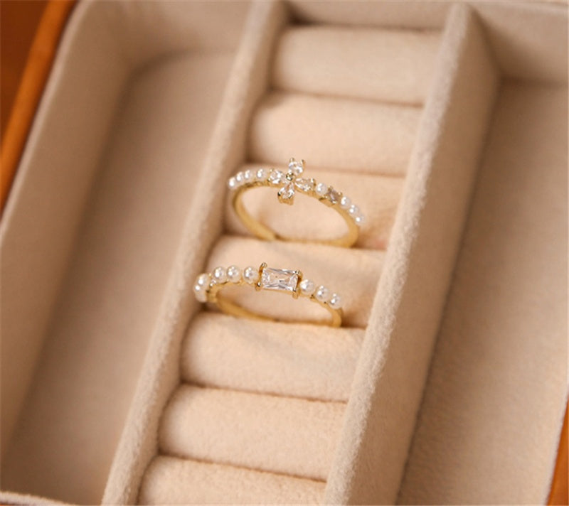 Beaded Womens Ring Vintage Alloy Electroplated Jewelry