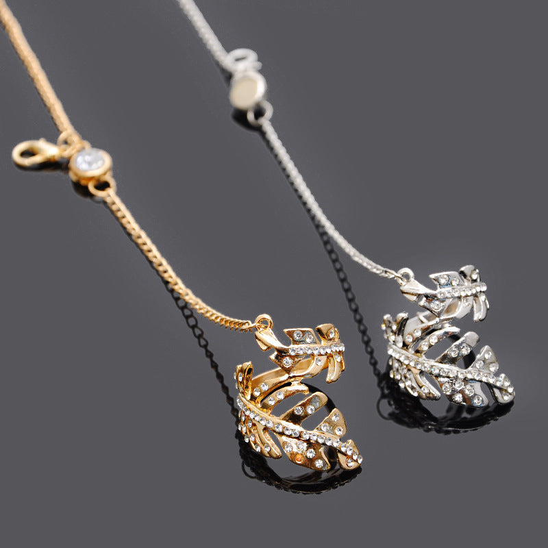 Women Leaf Ring and Bracelet Set Electroplated Alloy Jewelry European Fashion Leaf Design Gift Ideas For Women