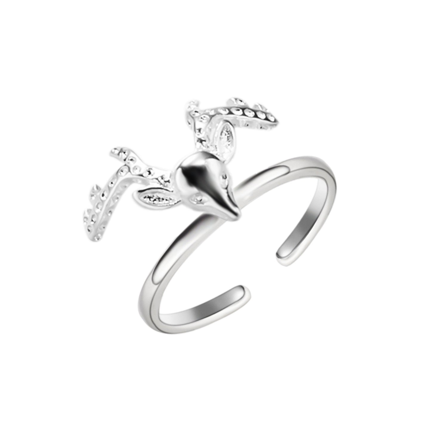 Adjustable Deer Horn Ring With Imitation Pearl Accents Copper Metal Open Ring For Women European Design Jewelry