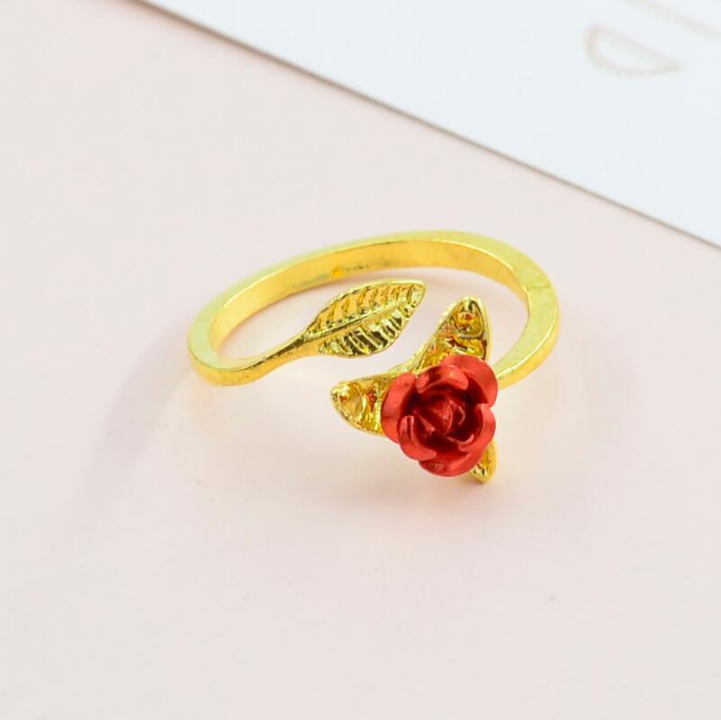 Adjustable Rose Flower Ring Geometric Alloy Ring Electroplated Finish Individually Packed Keepsake Gift Travel