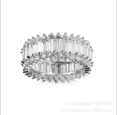 Rectangular Zircon Ring Copper Jewelry Statement Ring Fashion Ring Elegant Ring For Women And Girls Party Ring