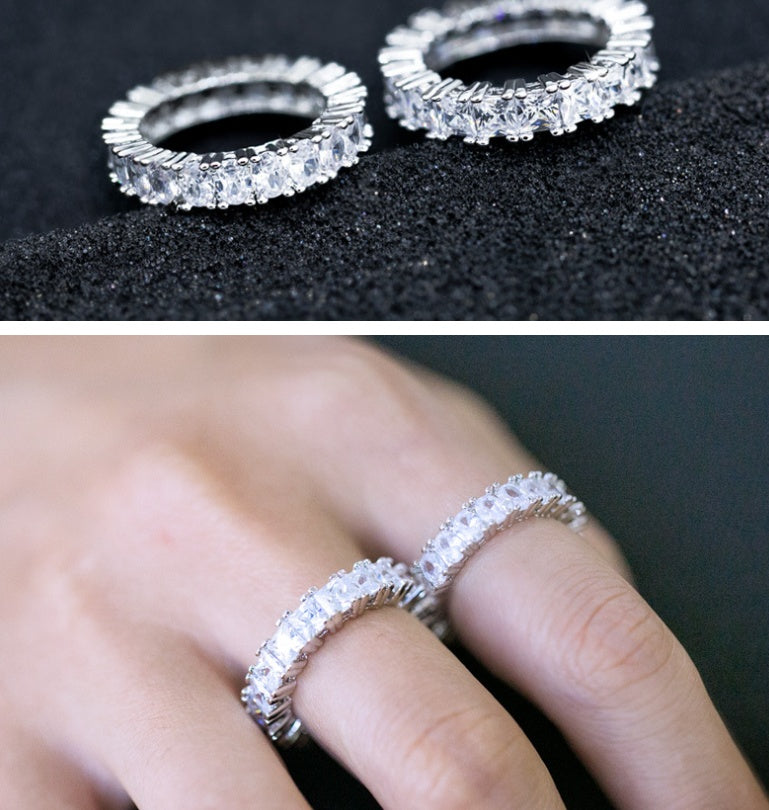 Womens Zircon Rings White Gold Plated Simulated Diamond Accent Jewelry Birthday Party Anniversary High Quality