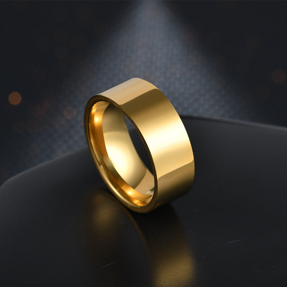 Stainless Steel Ring Flat Design Durable Everyday Wear Unisex