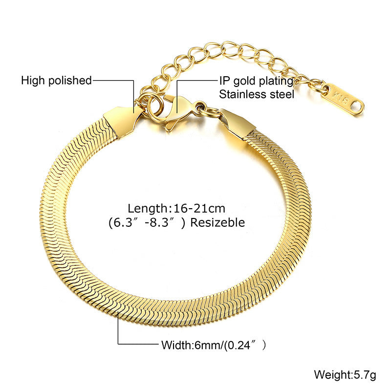 Womens Stainless Steel Bracelet 18K Gold Plated Chain Elegant Durable Jewelry Gift For Her Stainless Blade Pro