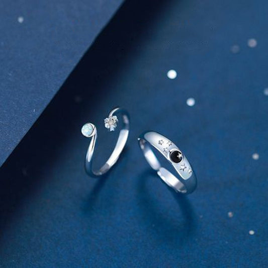 Adjustable Planet Rings For Lovers Copper Matching Moonstone Electroplated Fashion Trend Gel Ring For Moonstone